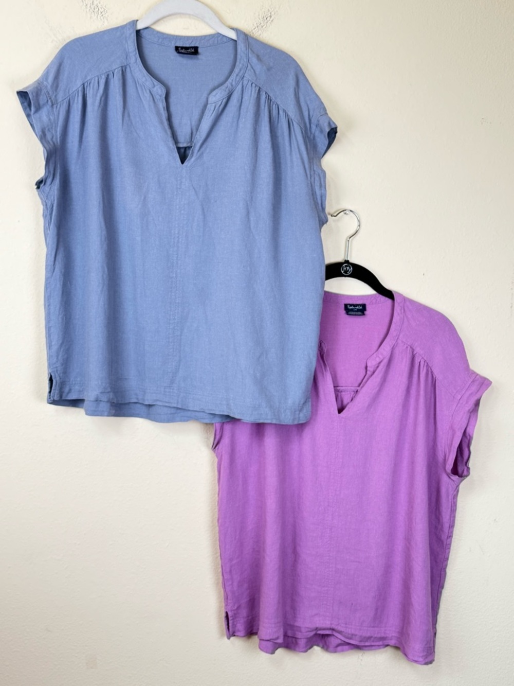 Splendid tops large blue and lavender linen blend